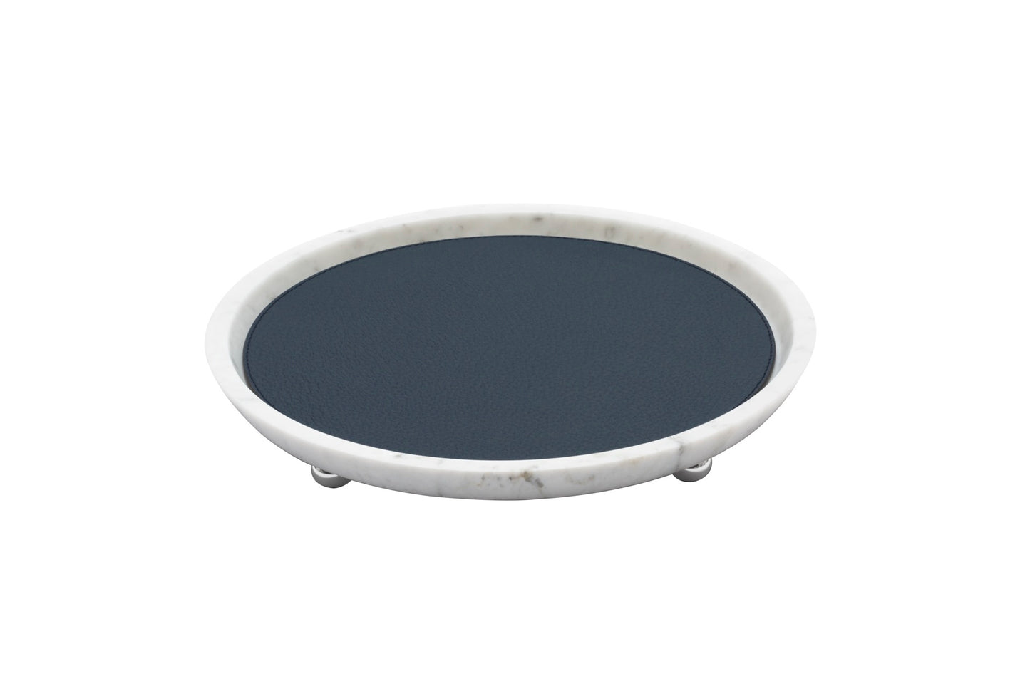 Monza Marble Valet Tray, Round M with Removable Leather Placemat