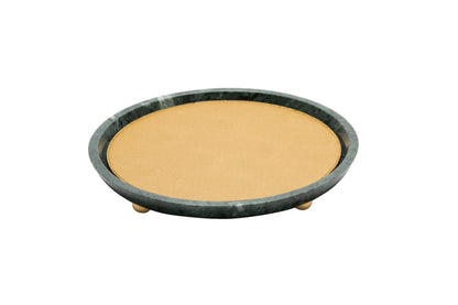 Monza Marble Valet Tray, Round M with Removable Leather Placemat