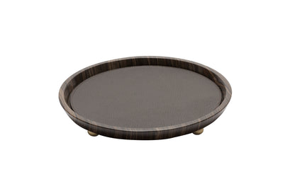 Monza Marble Valet Tray, Round M with Removable Leather Placemat