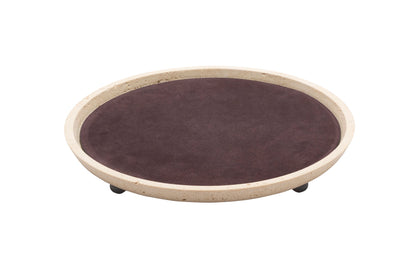 Monza Marble Valet Tray, Round L with Removable Leather Placemat