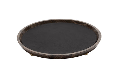 Monza Marble Valet Tray, Round L with Removable Leather Placemat
