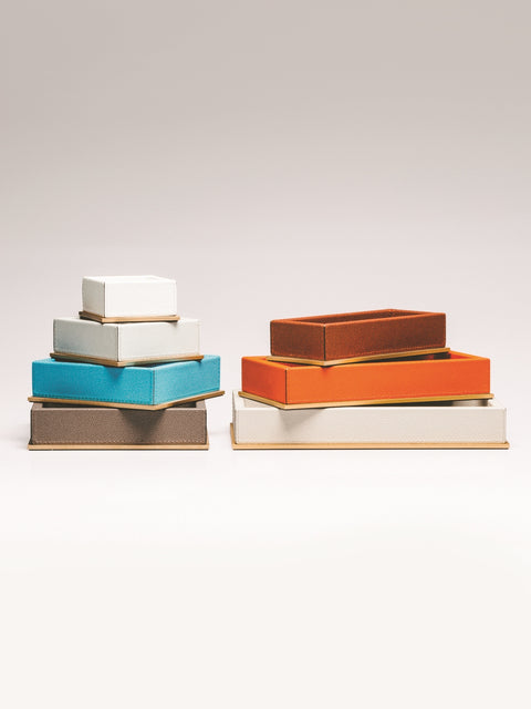 Giobagnara Firenze Valet Tray | Leather-Covered Wood Structure | Part of Firenze Bathroom Set | Ideal for Yacht Decor | Available exclusively at 2Jour Concierge