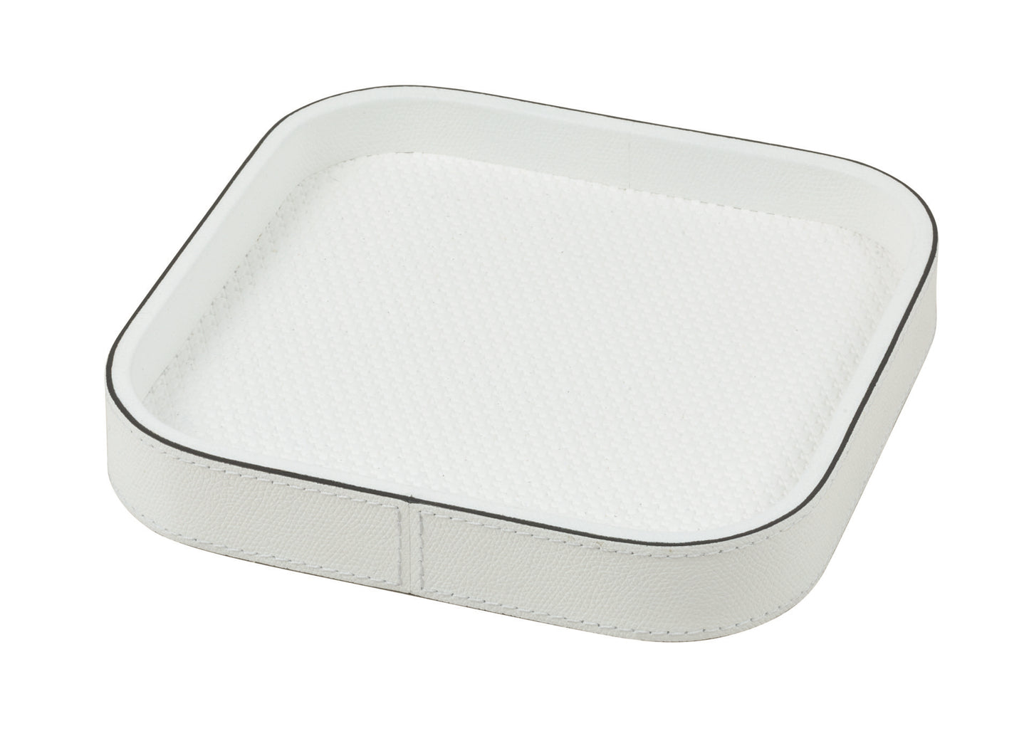 Giobagnara | Polo Valet Tray: Leather-covered tray available in four shapes and multiple sizes | Decor / Valet Trays | 2Jour Concierge, your luxury lifestyle shop | luxury decorative storage, premium valet trays for expensive interiors, entry consoles, bedside surfaces, workspaces, and coordinated wardrobe interiors