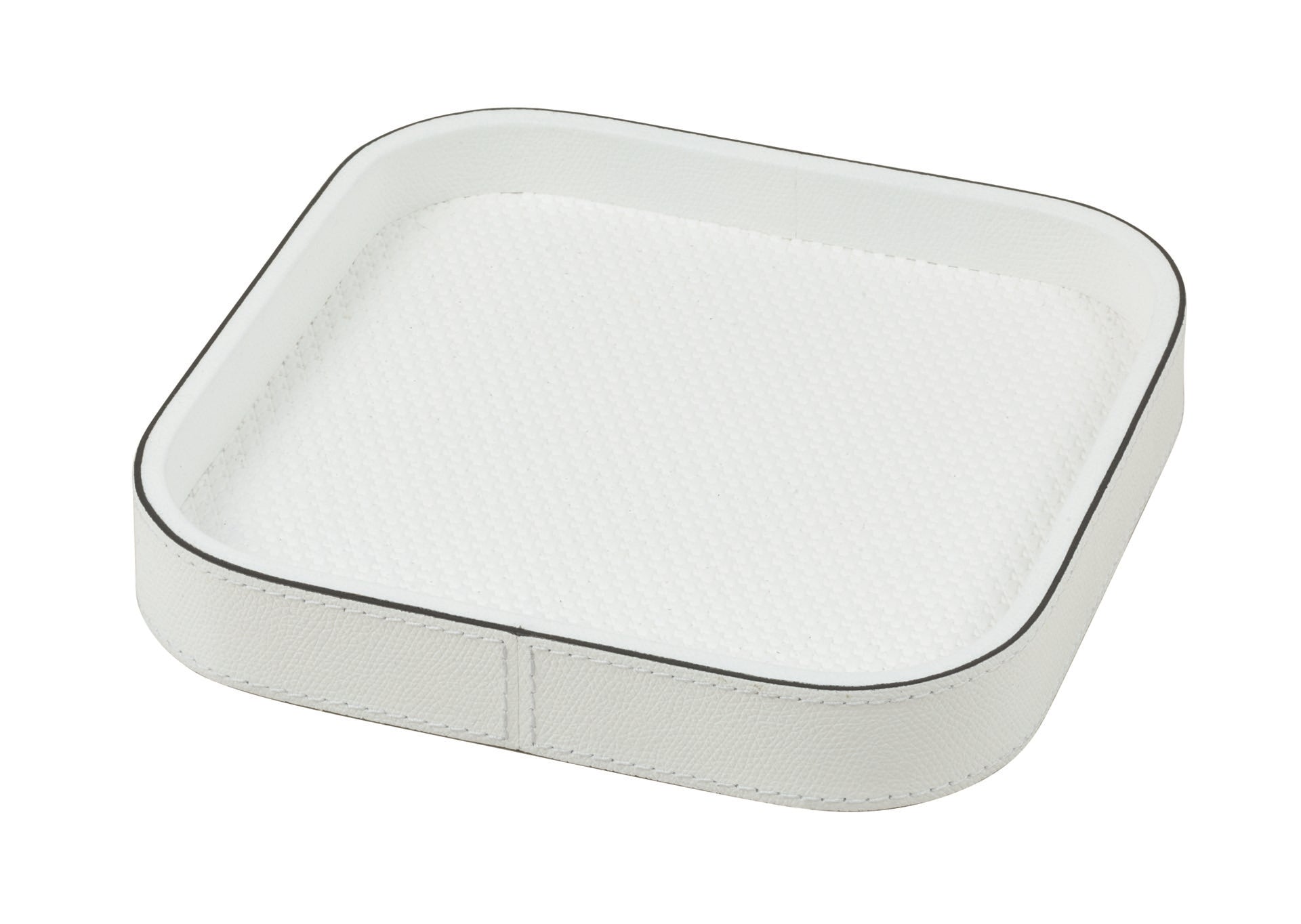 Giobagnara | Polo Valet Tray: Leather-covered tray available in four shapes and multiple sizes | Decor / Valet Trays | 2Jour Concierge, your luxury lifestyle shop | luxury decorative storage, premium valet trays for expensive interiors, entry consoles, bedside surfaces, workspaces, and coordinated wardrobe interiors