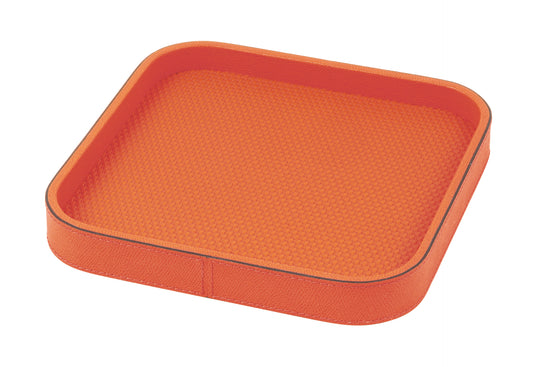 Giobagnara | Polo Valet Tray: Leather-covered tray available in four shapes and multiple sizes | Decor / Valet Trays | 2Jour Concierge, your luxury lifestyle shop | luxury decorative storage, premium valet trays for expensive interiors, entry consoles, bedside surfaces, workspaces, and coordinated wardrobe interiors