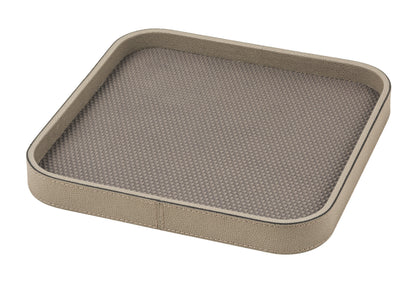 Giobagnara | Polo Valet Tray: Leather-covered tray available in four shapes and multiple sizes | Decor / Valet Trays | 2Jour Concierge, your luxury lifestyle shop | luxury decorative storage, premium valet trays for expensive interiors, entry consoles, bedside surfaces, workspaces, and coordinated wardrobe interiors