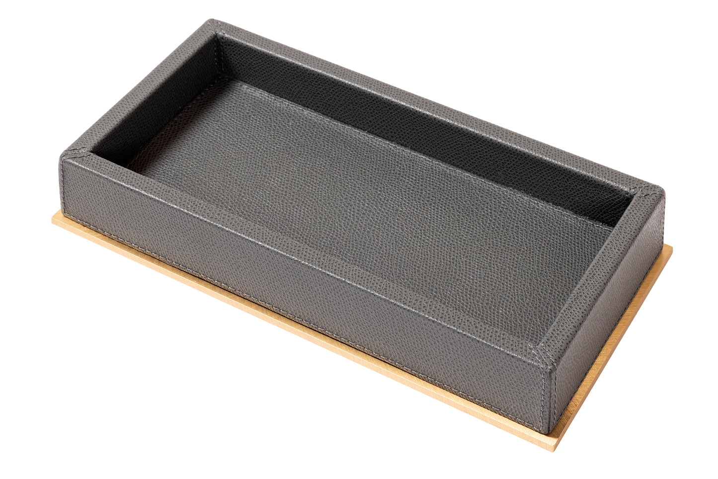 Firenze Leather-Covered Wood Valet Tray Rectangular Medium