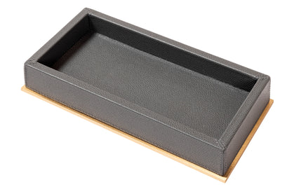 Firenze Leather-Covered Wood Valet Tray Rectangular Medium