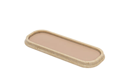Giobagnara | Rodi Marble Valet Tray: Travertine marble with removable leather insert, available in different shapes and sizes | Decor / Valet Trays | 2Jour Concierge, your luxury lifestyle shop | natural stone, Italian craftsmanship, refined organization, timeless design