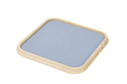 Giobagnara Rodi Marble Valet Tray Square | Elegant Design with Essential Lines and Soft Volumes | Crafted from Beautiful Travertine | Available in Various Nuances | Removable Leather Placemats for Added Versatility | Stylish Home Organization | Explore a Range of Luxury Home Decor at 2Jour Concierge, #1 luxury high-end gift & lifestyle shop