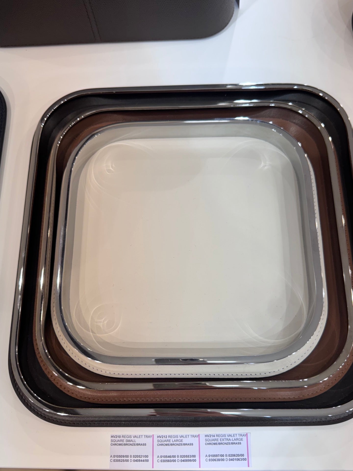 Regis Leather-Covered Valet Tray Rectangular w Metal Base