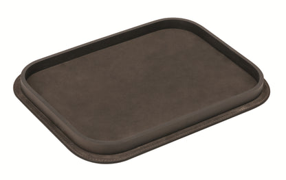 Regis Leather-Covered Valet Tray Rectangular w Metal Base