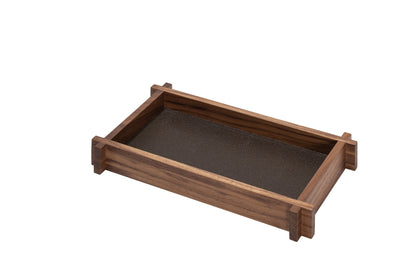 Structura Leather & Walnut Wood Valet Tray Rectangular