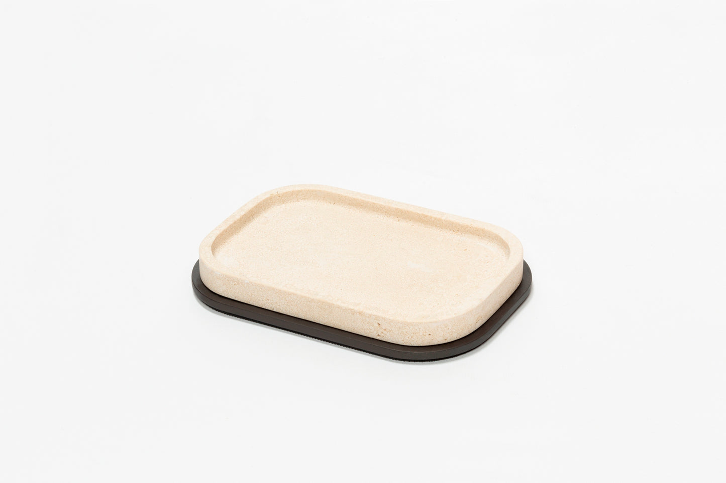 Giobagnara Polo Marble Valet Tray | Marble Structure with Brass Base Frame | Non-Slip Waterproof Rubber Base | Part of Polo Marble Bathroom Set | Iconic Silhouette with Rounded Corners | Unique and Exclusive Design | Explore the Polo Marble Bathroom Collection at 2Jour Concierge, #1 luxury high-end gift & lifestyle shop