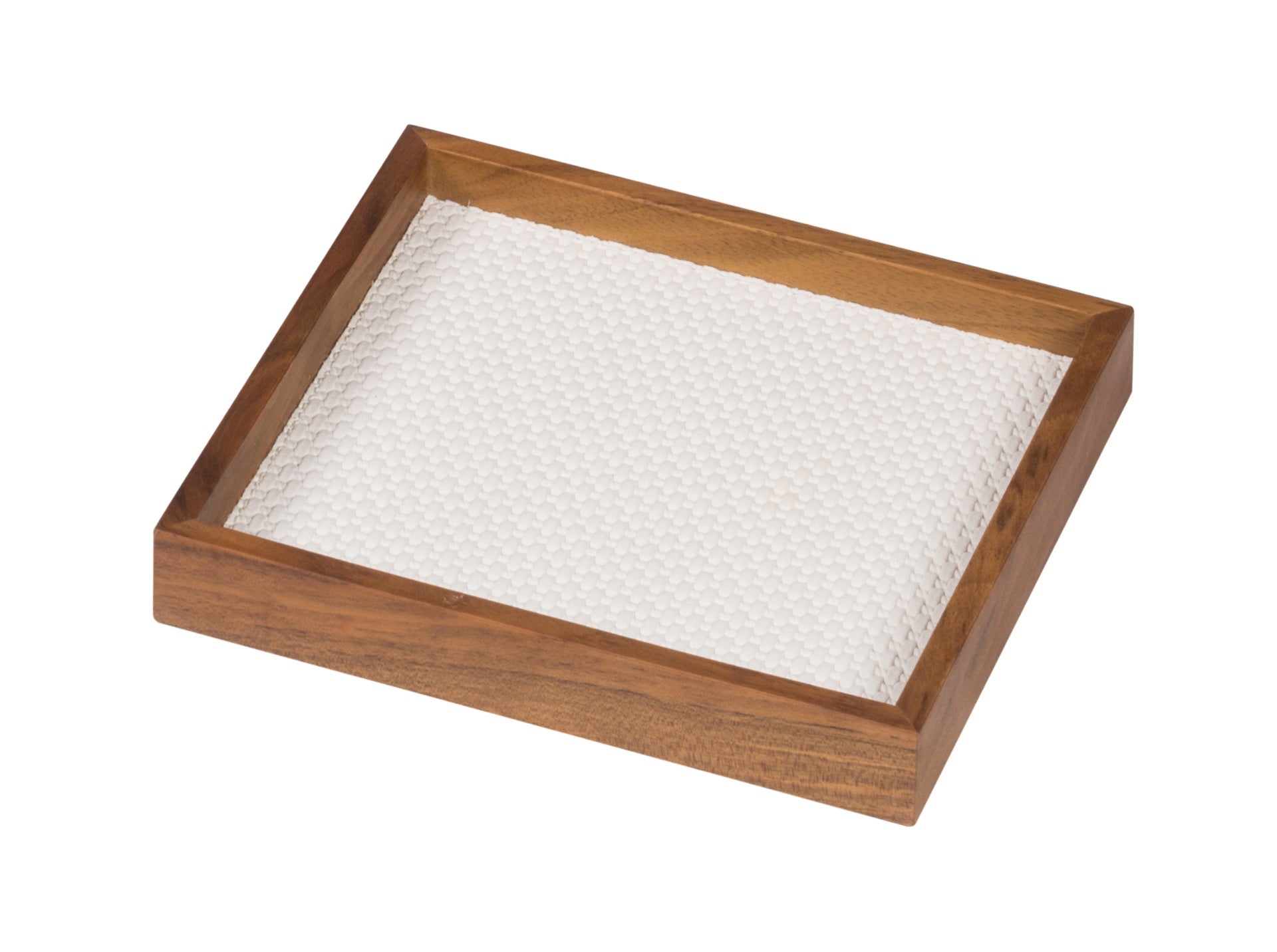 Giobagnara | Phorma Valet Tray: Leather-lined wood valet tray in four geometric shapes and multiple sizes | Decor / Valet Trays | 2Jour Concierge, your luxury lifestyle shop | luxury decorative storage, premium valet trays for expensive interiors, bedside tables, dressing areas, and curated wardrobe displays