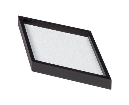 Giobagnara | Phorma Valet Tray: Leather-lined wood valet tray in four geometric shapes and multiple sizes | Decor / Valet Trays | 2Jour Concierge, your luxury lifestyle shop | luxury decorative storage, premium valet trays for expensive interiors, bedside tables, dressing areas, and curated wardrobe displays