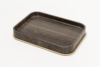 Giobagnara Positano Marble Valet Tray Rectangular | Marble Structure with Brass Base Frame | Non-Slip Waterproof Rubber Base | Stylish and Functional Home Organization | Explore a Range of Luxury Home Decor at 2Jour Concierge, #1 luxury high-end gift & lifestyle shop