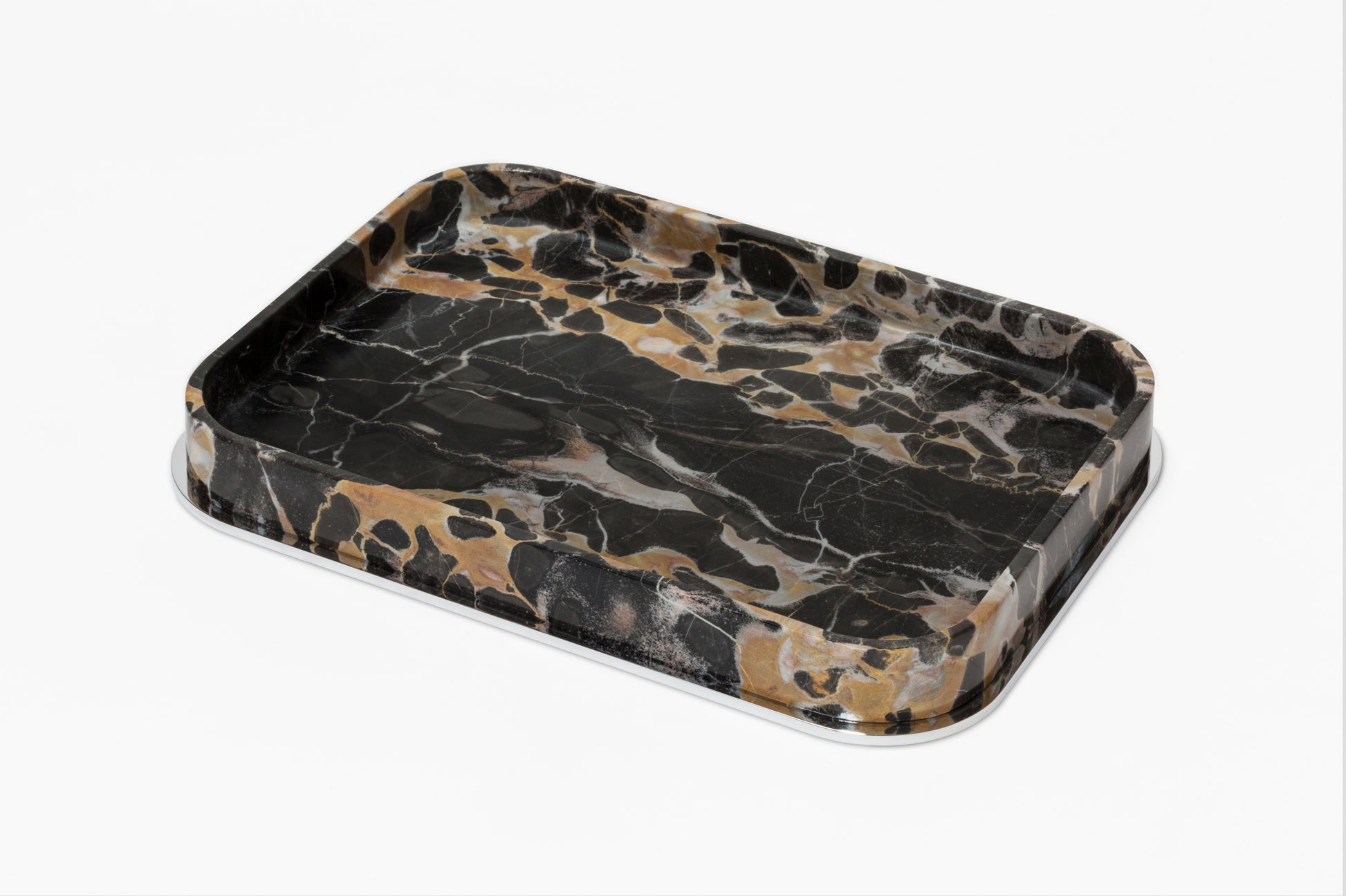 Giobagnara Positano Marble Valet Tray Rectangular | Marble Structure with Brass Base Frame | Non-Slip Waterproof Rubber Base | Stylish and Functional Home Organization | Explore a Range of Luxury Home Decor at 2Jour Concierge, #1 luxury high-end gift & lifestyle shop