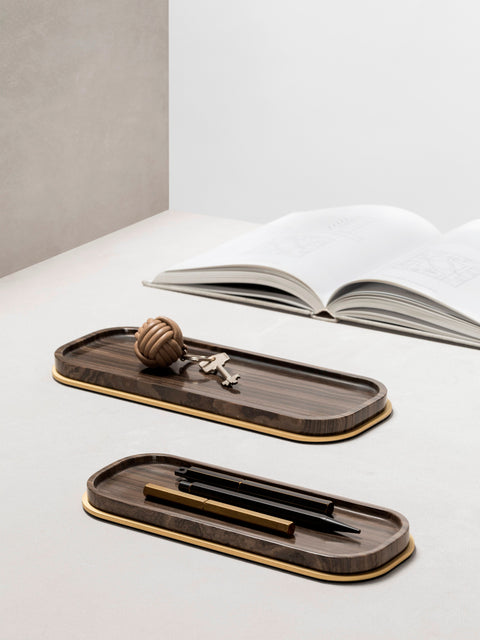 Giobagnara Positano Marble Valet Tray Long Rectangular | Marble Structure with Brass Base Frame | Non-Slip Waterproof Rubber Base | Stylish and Functional Home Organization | Explore a Range of Luxury Home Decor at 2Jour Concierge, #1 luxury high-end gift & lifestyle shop