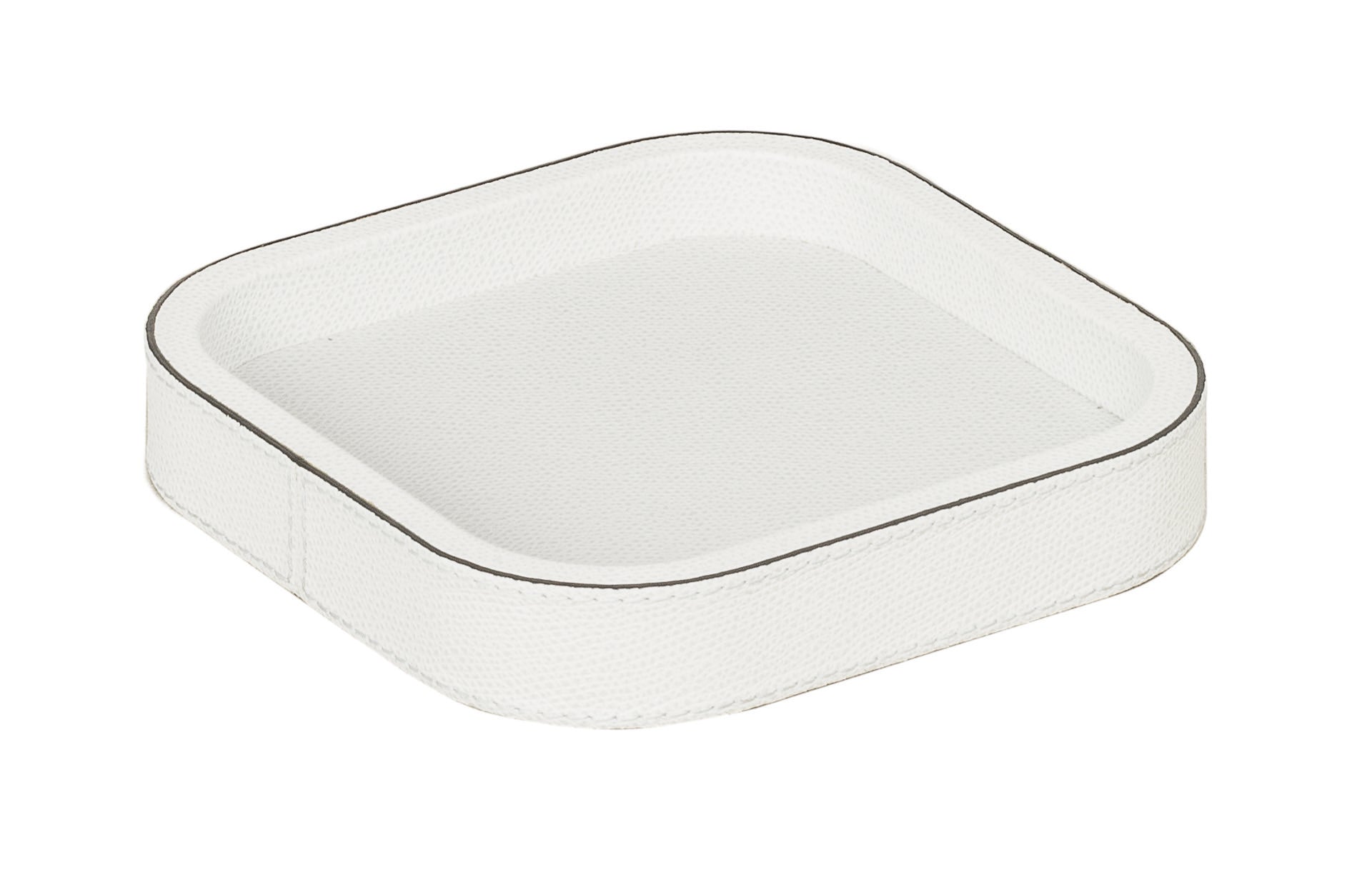 Giobagnara | Polo Stackable Valet Tray: Leather-covered stackable tray in round, square, and rectangular shapes with multiple sizes | Decor / Valet Trays | 2Jour Concierge, your luxury lifestyle shop | premium valet trays for expensive interiors, luxury decorative storage, office desks, bedside tables, and coordinated wardrobe systems