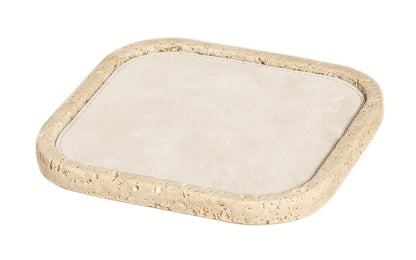 Giobagnara Polo Marmo Stackable Valet Tray Square | Marble Piece with Leather Insert and Bottom in Suede | Each Piece Offers a Unique Stone Pattern | Stylish and Stackable Home Organization | Explore a Range of Luxury Home Decor at 2Jour Concierge, #1 luxury high-end gift & lifestyle shop