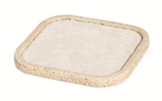 Giobagnara Polo Marmo Stackable Valet Tray Square | Marble Piece with Leather Insert and Bottom in Suede | Each Piece Offers a Unique Stone Pattern | Stylish and Stackable Home Organization | Explore a Range of Luxury Home Decor at 2Jour Concierge, #1 luxury high-end gift & lifestyle shop