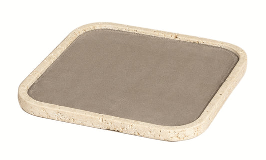 Giobagnara Polo Marmo Stackable Valet Tray Square | Marble Piece with Leather Insert and Bottom in Suede | Each Piece Offers a Unique Stone Pattern | Stylish and Stackable Home Organization | Explore a Range of Luxury Home Decor at 2Jour Concierge, #1 luxury high-end gift & lifestyle shop