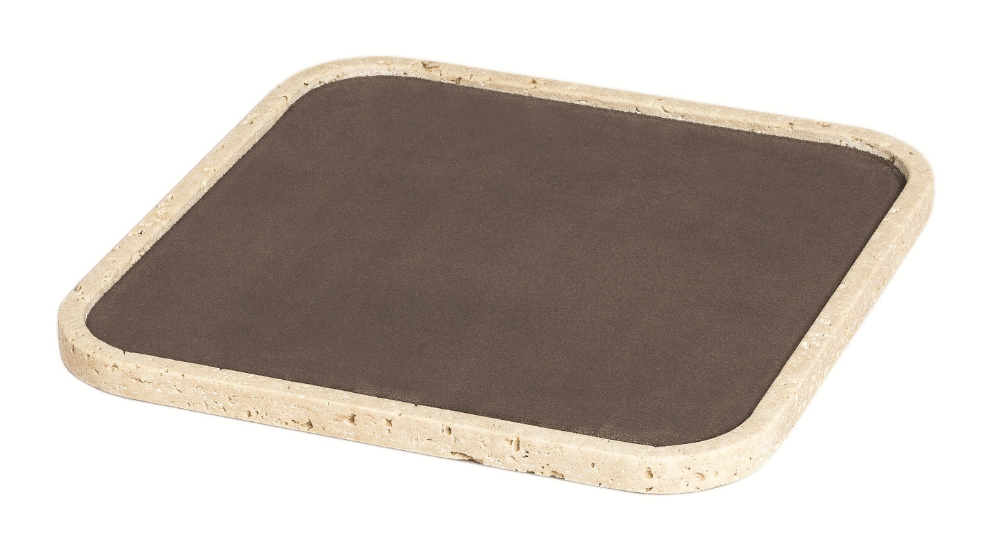 Giobagnara Polo Marmo Stackable Valet Tray Square | Marble Piece with Leather Insert and Bottom in Suede | Each Piece Offers a Unique Stone Pattern | Stylish and Stackable Home Organization | Explore a Range of Luxury Home Decor at 2Jour Concierge, #1 luxury high-end gift & lifestyle shop