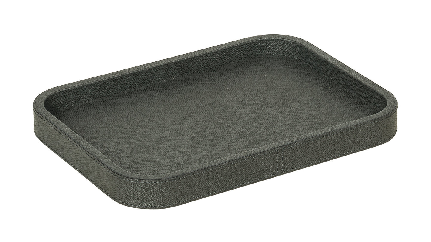 Giobagnara | Polo Stackable Valet Tray: Leather-covered wood stackable tray in round, square, and rectangular shapes with multiple sizes | Decor / Valet Trays | 2Jour Concierge, your luxury lifestyle shop | premium valet trays for expensive interiors, luxury decorative storage, office desks, bedside tables, and coordinated wardrobe systems