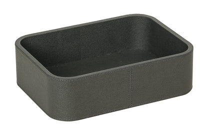 Giobagnara | Polo Stackable Valet Tray: Leather-covered wood stackable tray in round, square, and rectangular shapes with multiple sizes | Decor / Valet Trays | 2Jour Concierge, your luxury lifestyle shop | premium valet trays for expensive interiors, luxury decorative storage, office desks, bedside tables, and coordinated wardrobe systems