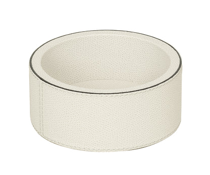 Giobagnara | Polo Stackable Valet Tray: Leather-covered wood stackable tray in round, square, and rectangular shapes with multiple sizes | Decor / Valet Trays | 2Jour Concierge, your luxury lifestyle shop | premium valet trays for expensive interiors, luxury decorative storage, office desks, bedside tables, and coordinated wardrobe systems