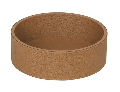 Polo Leather Stackable Valet Tray, Round Large