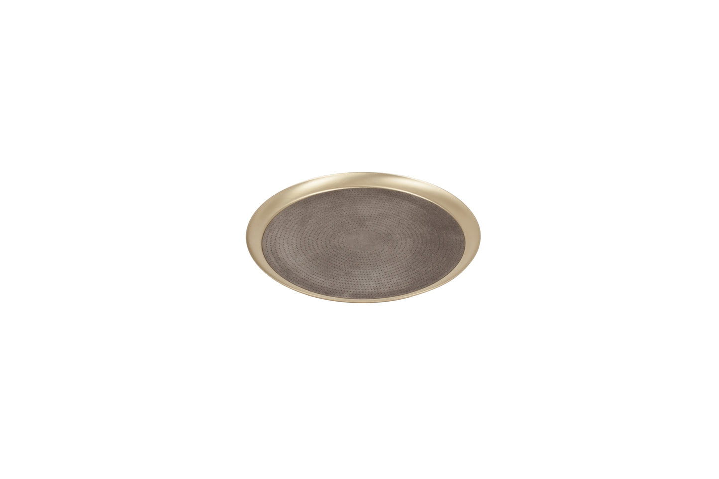 Basel Metal Valet Tray Round w Suede-Covered Inner Part