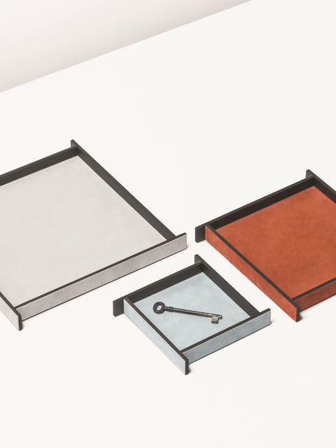 Giobagnara x Stéphane Parmentier Malaparte Suede Leather & Metal Valet Tray | Premium Craftsmanship | Elegant Design | Part of Malaparte Collection | Available at 2Jour Concierge, #1 luxury high-end gift & lifestyle shop