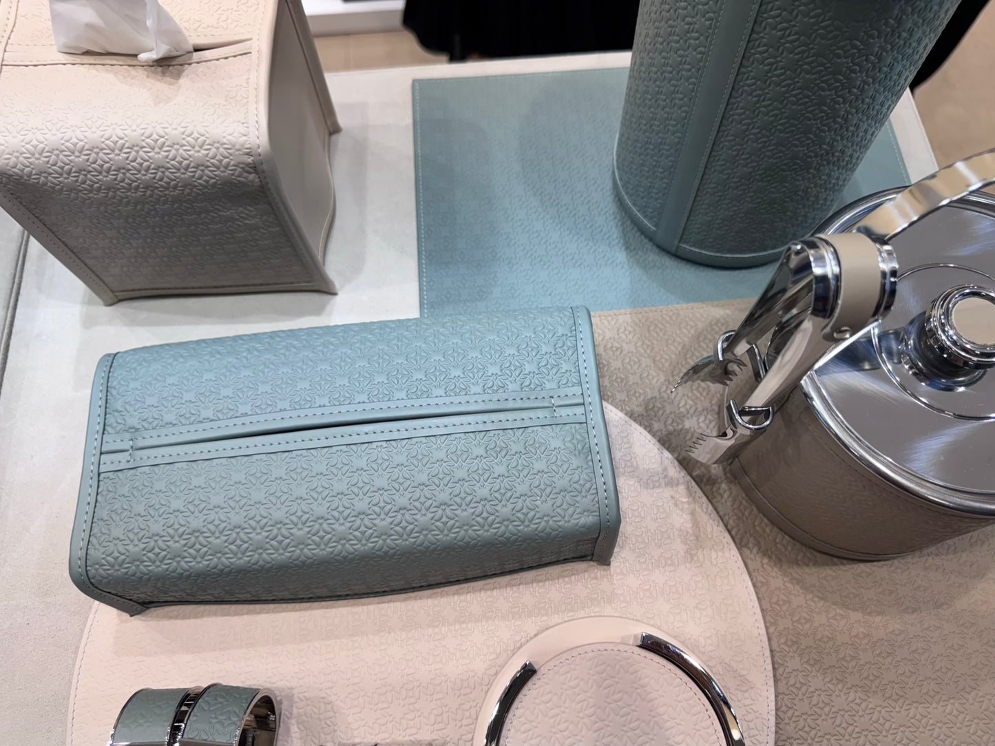 x Elie Saab Monogram Leather Tissue Holder Rectangular