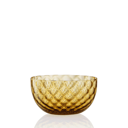 NasonMoretti Idra bowl – single | Hand-blown Murano glass bowl available in six exquisite textures: optic, twisted optic, torsé, lente, striped, and balloton | A versatile accent for serving or display, offered in a rich palette including amber, avio blue, grey, transparent, soraya green, and violet | Elegant, compact form adds refined charm to any table setting | Design by NasonMoretti | Tableware & bowls | 2Jour Concierge, your luxury lifestyle shop