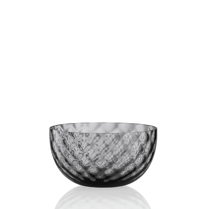 NasonMoretti Idra bowl – single | Hand-blown Murano glass bowl available in six exquisite textures: optic, twisted optic, torsé, lente, striped, and balloton | A versatile accent for serving or display, offered in a rich palette including amber, avio blue, grey, transparent, soraya green, and violet | Elegant, compact form adds refined charm to any table setting | Design by NasonMoretti | Tableware & bowls | 2Jour Concierge, your luxury lifestyle shop