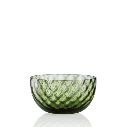 NasonMoretti Idra bowl – single | Hand-blown Murano glass bowl available in six exquisite textures: optic, twisted optic, torsé, lente, striped, and balloton | A versatile accent for serving or display, offered in a rich palette including amber, avio blue, grey, transparent, soraya green, and violet | Elegant, compact form adds refined charm to any table setting | Design by NasonMoretti | Tableware & bowls | 2Jour Concierge, your luxury lifestyle shop