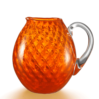 NasonMoretti Idra pitcher | Handcrafted Murano glass pitcher with iconic balloton texture | Rounded form with a crystal-clear sculpted handle for elegant pouring | Available in a vivid color palette including avio blue, grey, red, orange, soraya green, and purple | A bold yet refined statement piece for stylish entertaining | Design by NasonMoretti | Tableware & serveware | 2Jour Concierge, your luxury lifestyle shop