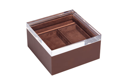 Riviere Febe Leather-Covered Jewellery Box with Removable Tray | Elegant Design with Removable Tray for Organizing Jewelry | Suede Lining and Plain Acrylic Lid for Sophisticated Touch | Explore a Range of Luxury Jewellery Boxes at 2Jour Concierge, #1 luxury high-end gift & lifestyle shop