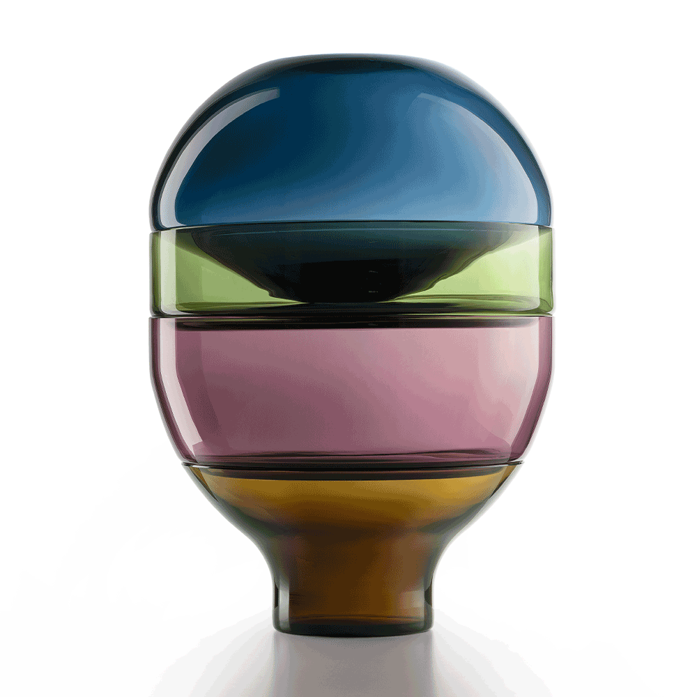NasonMoretti Jellyfish centerpiece set | A sculptural set of 4 Murano glass centerpieces, designed by Matteo Zorzenoni | Inspired by the organic fluidity of jellyfish, each piece plays with light, color, and form | Available in an elegant palette of bull brown, avio blue, violet, and soraya green | A poetic and contemporary addition to sophisticated interiors | Design by NasonMoretti | Tableware & decorative objects | 2Jour Concierge, your luxury lifestyle shop