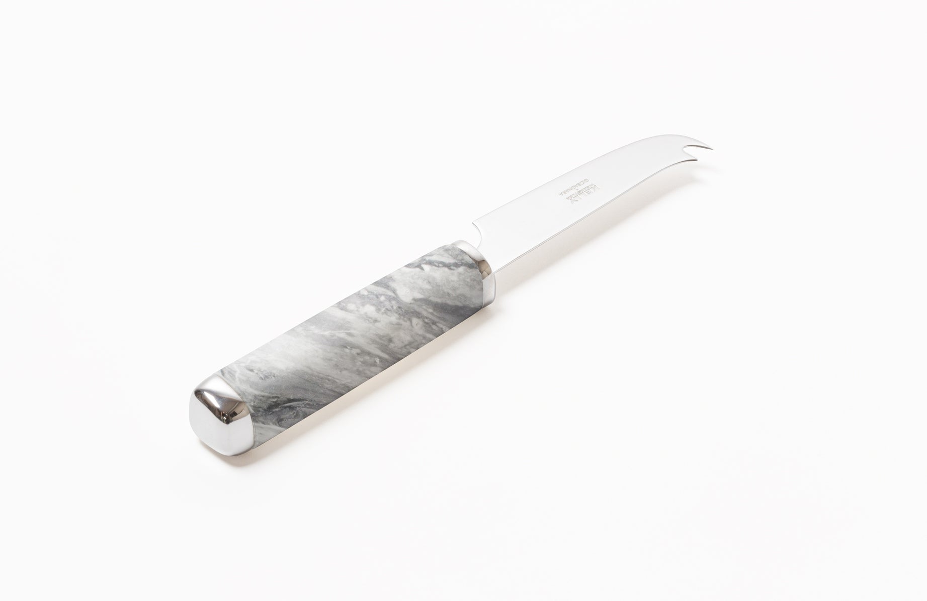 Giobagnara x Kelly Wearstler Maris Knife | Polished stainless steel knife with marble accents available in Bardiglio Cloudy, Royal Yellow, and Marquina Black | A stylish and functional addition to your bar accessories | Barware Accessories | 2Jour Concierge, your luxury lifestyle shop