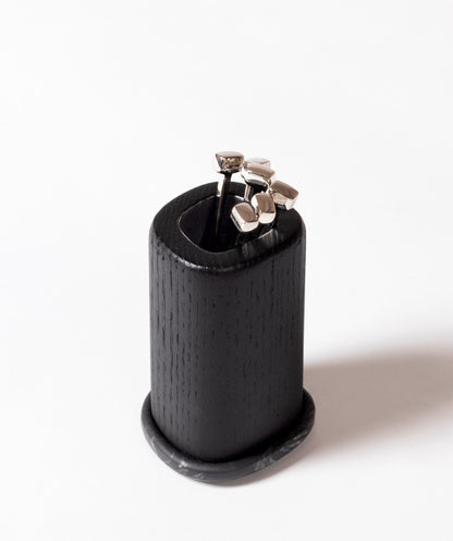 Giobagnara x Kelly Wearstler Maris Wood Cocktail Picks Holder | Wood and marble accents designed to host polished cocktail picks | Elegantly compact | Barware | 2Jour Concierge, your luxury lifestyle shop