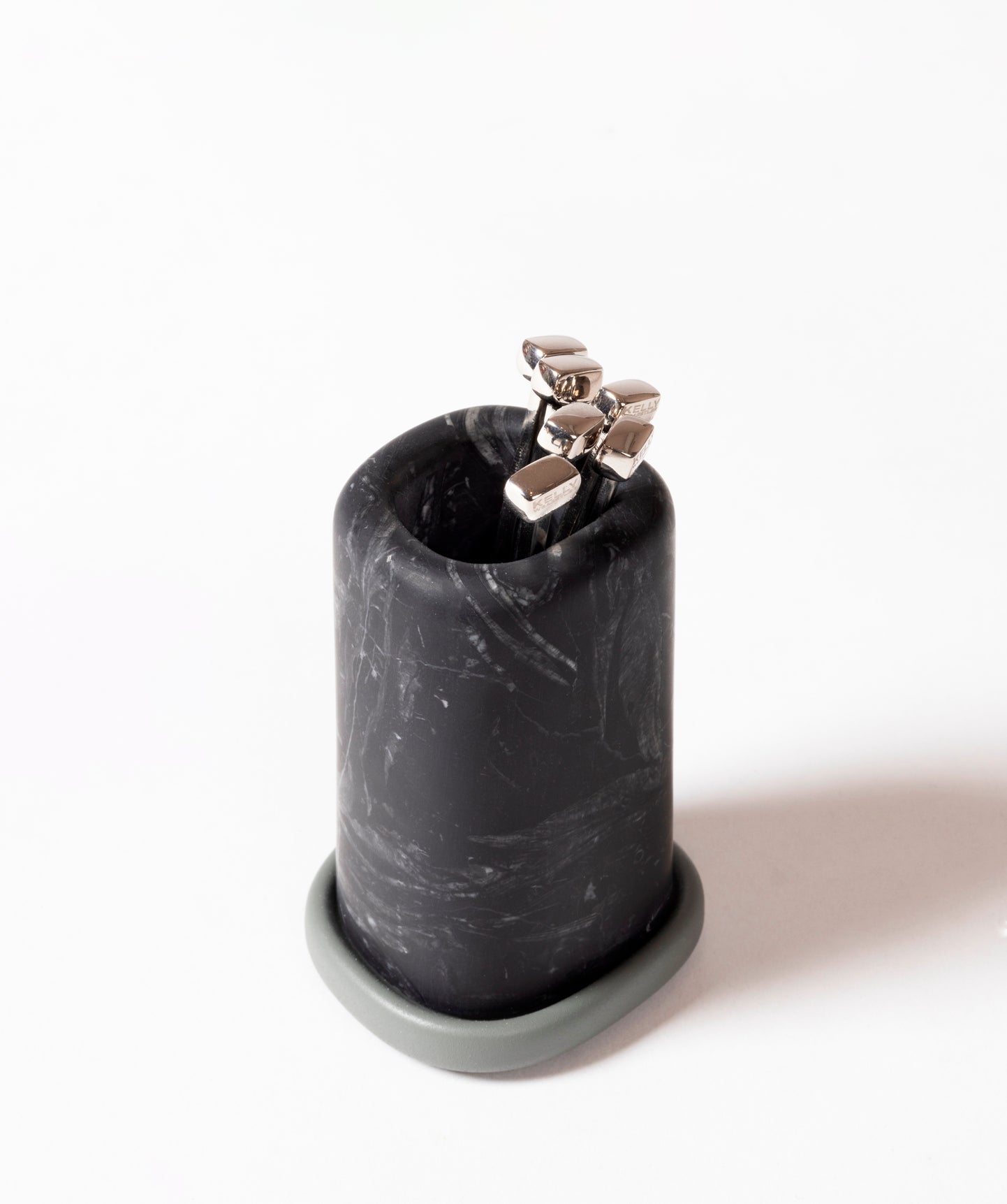 Giobagnara x Kelly Wearstler Maris Marble Cocktail Picks Holder | Sleek marble and aluminum accents, hosting polished cocktail picks | Perfect for entertaining | Barware | 2Jour Concierge, your luxury lifestyle shop