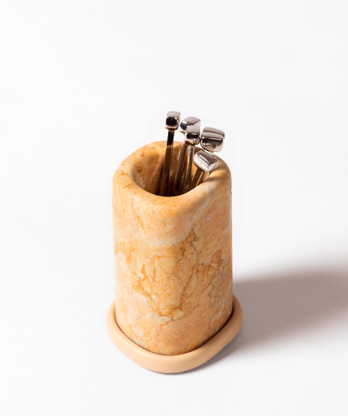 Giobagnara x Kelly Wearstler Maris Marble Cocktail Picks Holder | Sleek marble and aluminum accents, hosting polished cocktail picks | Perfect for entertaining | Barware | 2Jour Concierge, your luxury lifestyle shop