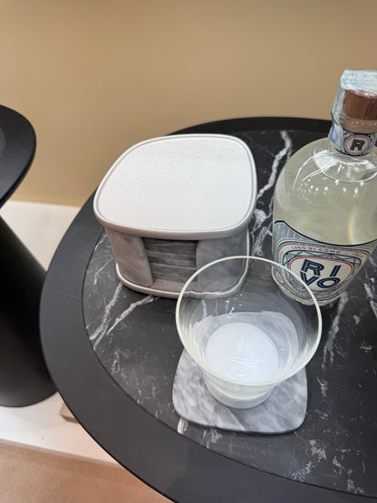 Maris Coaster Holder | Marble-accented coaster holder combining functionality with contemporary elegance | Available in multiple marble finishes | Barware | 2Jour Concierge, your luxury lifestyle shop