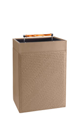 Frida Handwoven Leather Laundry Basket With Bamboo Handle