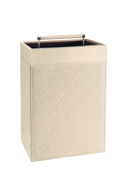 Riviere Diana Handwoven Laundry Basket | Handwoven Leather | Varnished Wood Lining | Acrylic Lid with Woven Leather Handle | Chrome or Gold Details | Perfect for Yacht Decor | Explore a Range of Luxury Home Accessories at 2Jour Concierge, #1 luxury high-end gift & lifestyle shop