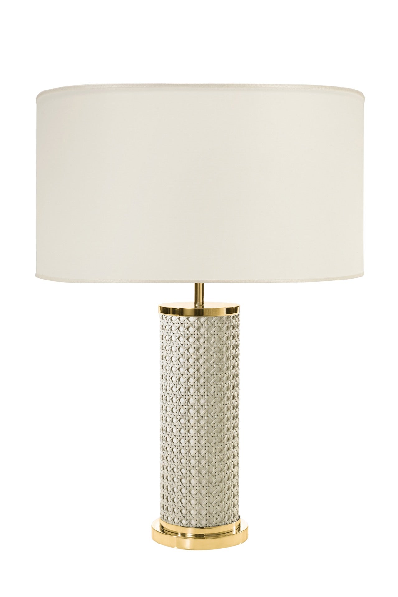 Riviere Flavia | Table Lamp: Leather-covered cylindrical base with optional braided, handwoven, or herringbone patterns, chrome or gold metal finishes, designed for refined contemporary interiors | Lighting / Table Lamps | 2Jour Concierge, your luxury lifestyle shop | luxury interiors, hospitality décor, elegant living, designer lighting, boutique hotels, refined lifestyle, yacht décor