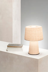 x Stéphane Parmentier Eolie Woven Rattan & Bronze Table Lamp Round